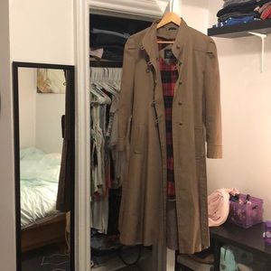 Vintage twill trench coat w/ removable plaid layer